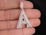 1.6ct Round Cut Diamond Custom Alphabet A Letter Pendant 14k Rose Gold Finish