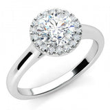 1ct Round Cut VVS1D Diamond Classic Halo Engagement Ring 14k White Gold Finish