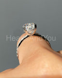 1ct Oval Cut Simulated Diamond Hidden Halo Heart Prong Ring 14k WhiteGold Plated