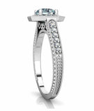 2ct Round Cut Blue Aquamarine Vintage Inspired Starburst Ring 14k WhiteGold Over