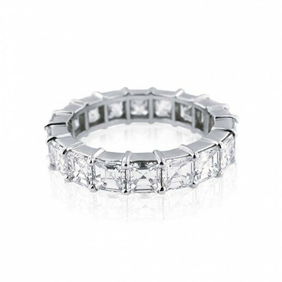 5Ct Asscher Cut DVVS1 Diamond Full Eternity Wedding Band 14K White Gold Finish