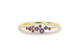 1ct Round Purple Amethyst Cluster Minimalist Engagement Ring 14k YellowGold Over