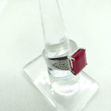 3ct Engagement Ring Emerald Cut Pink Ruby Wide V Shank 14k White Gold Finish