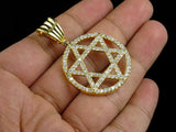 4ct Round Cut VVS1 Diamond Pendant Star Of David 14k Yellow Gold Finish NO CHAIN