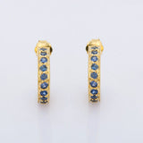 1ct Drop Earrings Round Cut Blue Sapphire Petite Design 14k Yellow Gold Finish