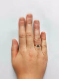 0.7ct Oval Cut Blue Sapphire Diamond Trilogy Engagement Ring 14k YellowGold Over