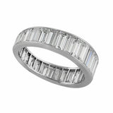 6Ct Graduated Emerald Cut Diamond Full Eternity Wedding Band 14K White Gold Over