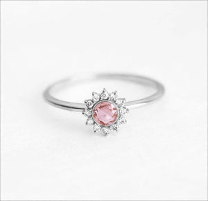 1ct Round Cut Peach Morganite Engagement Ring Floral 14k White Gold Finish