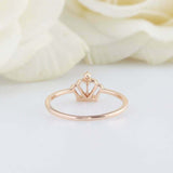 0.35ct Round Cut Diamond Engagement Ring Minimalist Crown 14k Rose Gold Finish