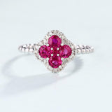 2ct Round Cut Pink Ruby Diamond Halo Flower Engagement Ring 14k WhiteGold Finish