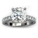 2ct Round Diamond Solitaire With Accents Engagement Ring 14k White Gold Finish