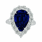 3.5Ct Pear Cut Blue Sapphire Diamond Halo Engagement Ring 14K White Gold Finish