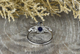 2.6ct Oval Cut Blue Sapphire Engagement Ring 14k White Gold Finish Three Stone