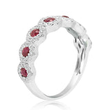 2ct Round Cut Pink Ruby Diamond Halo Stackable Wedding Band 14k WhiteGold Finish