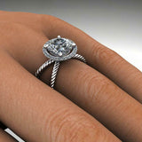 Dual Open Braided Shank Halo Ring 4.2ct Round Cut Diamond 14k White Gold Finish