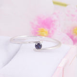 0.2ct Round Cut Blue Sapphire Tension Set Solitaire Ring 14k White Gold Finish