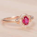 1.2ct Oval Pink Ruby Engagement Ring Diamond Halo Solitaire 14k Rose Gold Finish