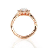 3ct Oval Cut VVS1D Diamond Engagement Ring Twist Shank Halo 14k Rose Gold Finish