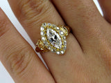 4Ct Marquise Cut Diamond Halo Vintage Engagement Ring 14K Yellow Gold Finish