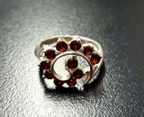 1.5ct Engagement Ring Round Cut Red Garnet Swirl Twist 14k White Gold Finish