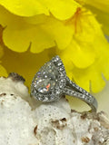 1.6ct Pear Cut Diamond Halo Split Shank Engagement Ring 14k White Gold Finish