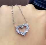 2ct Diamond Round Cut Heart Shape Open Design Pendant Chain 14k WhiteGold Finish