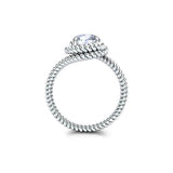 Rope Swirl Twist Solitaire Ring 1.25ct Round Cut Diamond 14k White Gold Finish