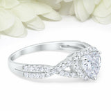 3.5Ct Heart Cut Diamond Split Band Halo Engagement Ring 14K White Gold Finish