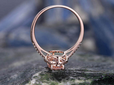 2.6ct Oval Cut Peach Morganite Engagement Ring Halo Diamond 14k Rose Gold Finish