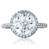 3.4ct Round Cut Diamond Engagement Ring Halo Solitaire 14k White Gold Finish