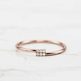 Thin Minimalist Bypass Engagement Ring 0.2ct Round Cut Diamond 14k RoseGold Over