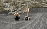 1ct Round Cut VVS1D Black Diamond Screw Back Stud Earrings 14k Rose Gold Finish