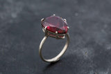 1.3ct Engagement Ring Pear Cut Pink Ruby Solitaire Women 14k White Gold Finish