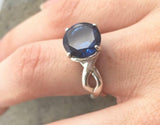 1.2ct Engagement Ring Round Cut Blue Sapphire Infinity 14k White Gold Finish