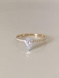 2ct Pear Cut Diamond Engagement Ring Solitaire with Accent 14k Dual Gold Finish