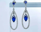 2.7ct Drop Earrings Marquise Cut Sapphire Cocktail Dangling 14k White Gold Over