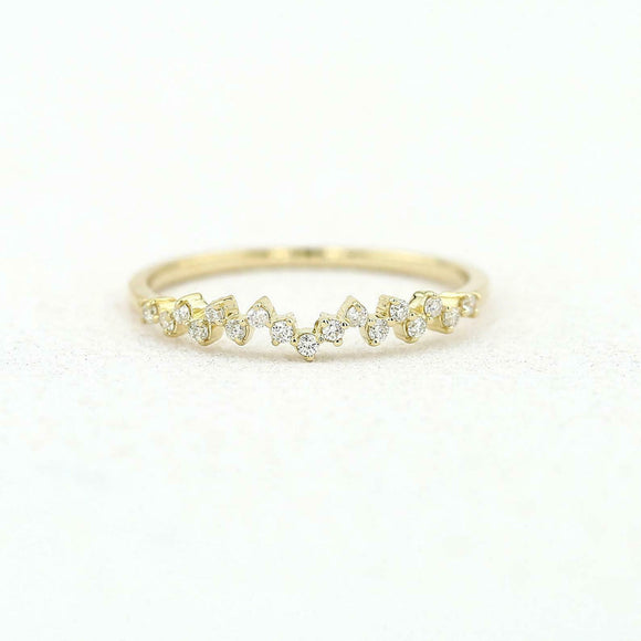 Half Eternity Wedding Band 0.65ct Round Cut VVS1D Diamond 14k Yellow Gold Finish