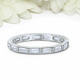 3Ct Baguette Cut Diamond Stackable Eternity Wedding Band 14K White Gold Finish