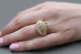 2.5ct Round Cut VVS1 Diamond Engagement Ring Five Row Dome 14k YellowGold Finish