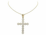 1.2ct Round Cut VVS1D Diamond Pendant Halo Cluster Cross 14k Yellow Gold Finish