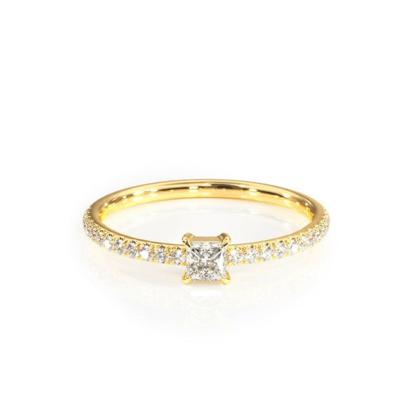 1.5ct Princess Cut Diamond Engagement Ring Accents Solitaire 14k YellowGold Over