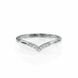 1Ct Round Cut Diamond V Shaped Petite Curved Wedding Band 14K White Gold Finish