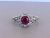 2ct Round Cut Pink Ruby Art Deco Vintage Engagement Ring 14k White Gold Finish