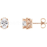 1ct Oval Simulated Diamond Vintage-Inspired Stud Earrings 14k White Gold Plated