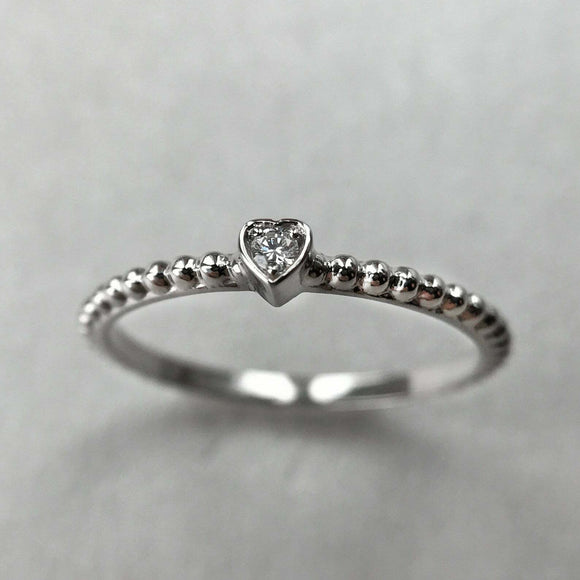 Beaded Ball Shank Solitaire Ring 0.45ct Round Cut Diamond 14k White Gold Finish