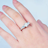 4Ct Round Cut Diamond Trilogy Engagement Ring 14K White Gold Finish with Accents