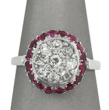 3Ct Round Cut Diamond Ruby Halo Vintage Engagement Ring 14K White Gold Finish