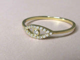 Evil Eye Minimalist Engagement Ring 1ct Round Cut Diamond 14k Yellow Gold Finish