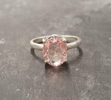 2ct Engagement Ring Oval Cut Peach Morganite Solitaire 14k White Gold Finish