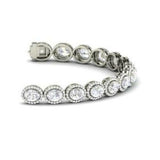 15ct Oval Cut VVS1 Diamond Halo Links Tennis Bracelet 14k White Gold Finish